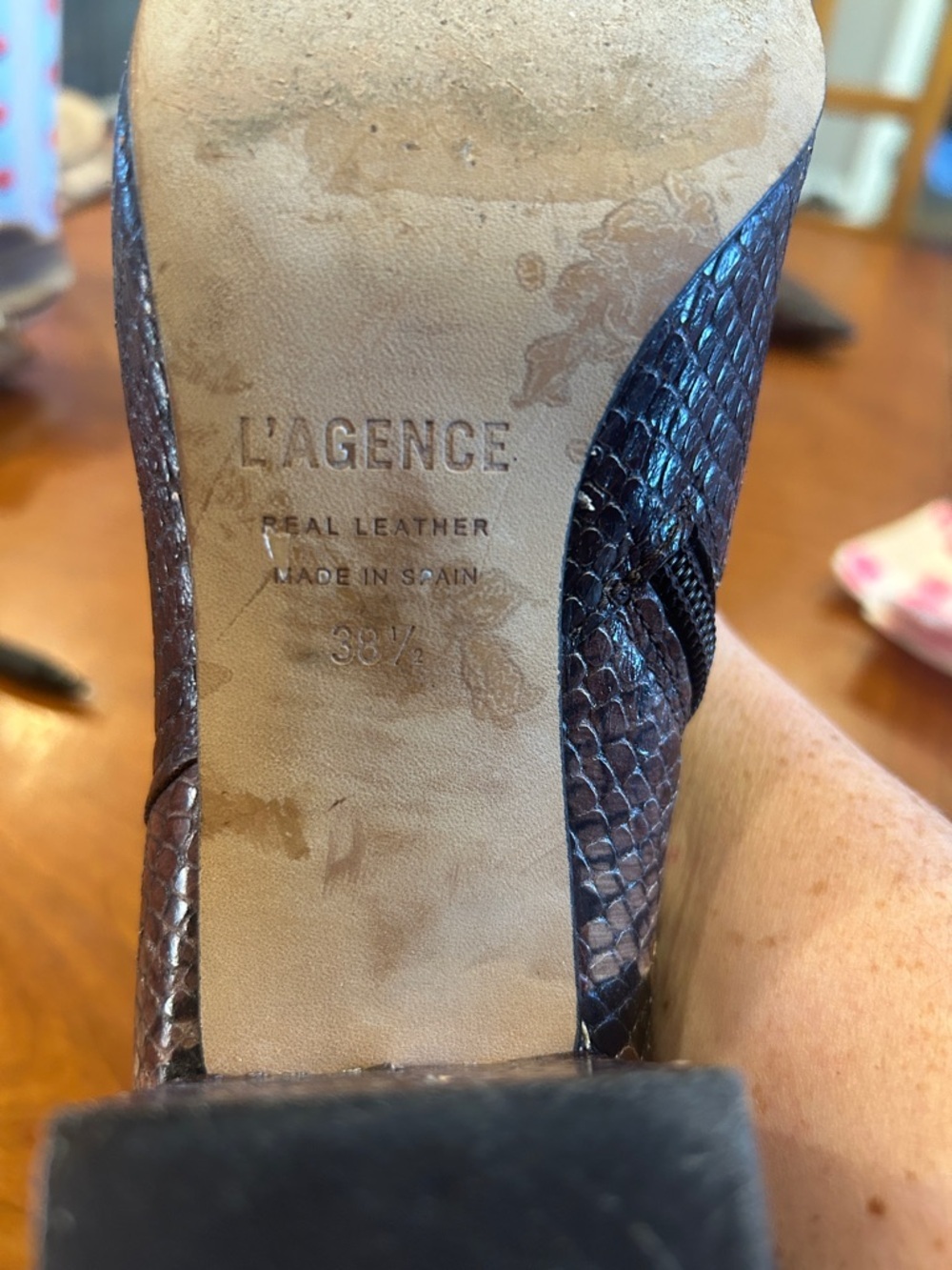 L'AGENCE Jeanne Bootie in Brown Snake size 38.5 EU 7.5 US - Picture 3 of 8